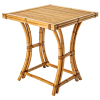 Elegant Natural Rattan and Bamboo Square Side Table with Woven Top png