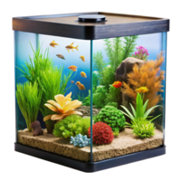 Stunning Modern Aquarium with Colorful Fish and Vibrant Artificial Plants png