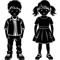 Silhouette Collection of Boys and Girls in Playful Poses vector