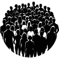 Silhouette of a Large Crowd of People Walking in a Bustling Urban Setting vector