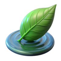 dramatic abstract A single, green leaf floating on water, soft ripples, natural lighting authentic png