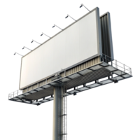 Large Blank Billboard on a Tall Metal Structure with Lights png