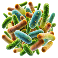 Microscopic View of a Cluster of Colorful Bacteria Rods png