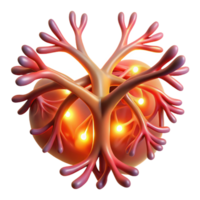 beautiful rustic A network of pulsating, bioluminescent veins and arteries, with a warm, organic glow, in a biological, anatomical style detailed png