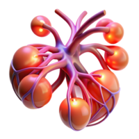 magnificent classic A network of pulsating, bioluminescent veins and arteries, with a warm, organic glow, in a biological, anatomical style professional png