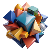 magnificent abstract A dynamic composition of fragmented, geometric shapes, with bold, contrasting colors and sharp edges, in a cubist, abstract style high resolution png