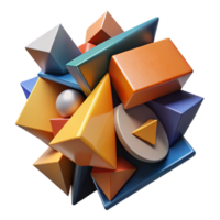 vibrant artistic A dynamic composition of fragmented, geometric shapes, with bold, contrasting colors and sharp edges, in a cubist, abstract style premium png