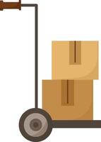 Delivery Cart with Cardboard Boxes vector