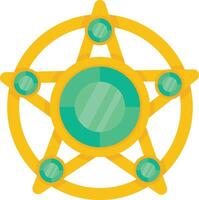 Emerald Star Amulet with Gold Frame vector