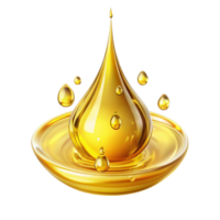 Golden Oil Droplet Falling into a Pool of Liquid Showing Texture and Reflection png