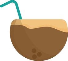 Coconut with Straw and Flower vector