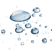 Macro photography of water droplets on a dark background showing various sizes and shapes png