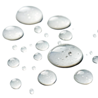 Closeup of multiple water droplets on a dark background showing texture and light reflection png
