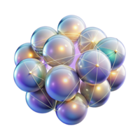 elegant classic A cluster of floating, iridescent orbs, connected by thin, glowing lines, illuminated by a soft, ethereal light authentic png