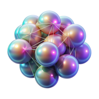 elegant creative A cluster of floating, iridescent orbs, connected by thin, glowing lines, illuminated by a soft, ethereal light genuine png