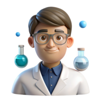 impressive rustic Portrait of a scientist with intelligent eyes and a focused gaze, surrounded by glowing scientific instruments, in a crisp, modern, minimalist style premium png