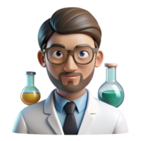 vibrant rustic Portrait of a scientist with intelligent eyes and a focused gaze, surrounded by glowing scientific instruments, in a crisp, modern, minimalist style premium png