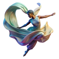 vibrant creative Portrait of a dancer mid-leap, with flowing fabric and dynamic movement, lit by dramatic stage lighting, in an Impressionistic style genuine png