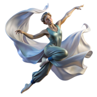 impressive minimalist Portrait of a dancer mid-leap, with flowing fabric and dynamic movement, lit by dramatic stage lighting, in an Impressionistic style professional png