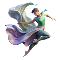 wonderful classic Portrait of a dancer mid-leap, with flowing fabric and dynamic movement, lit by dramatic stage lighting, in an Impressionistic style detailed png