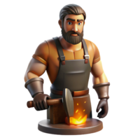 beautiful modern Portrait of a blacksmith with strong arms and a determined expression, working at a forge, illuminated by the fiery glow of the furnace, in a realistic, industrial style authentic png