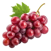 A Bunch of Red Grapes with a Green Leaf on a Black Background png
