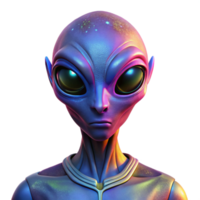 extraordinary creative Portrait of an alien with unusual features and vibrant colors, illuminated by the otherworldly glow of a distant nebula, in a sci-fi, extraterrestrial style premium png