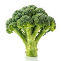 A vibrant green broccoli head isolated on a black background, showcasing its fresh and healthy appearance with detailed florets and stalks png