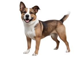 Crossbreed dog standing alone, perfectly isolated with a clear background. png