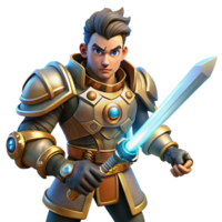extraordinary contemporary A fierce steampunk warrior with riveted armor, a glowing energy sword, and a determined expression, lit by a dramatic, battlefield light exclusive png
