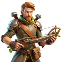beautiful creative A fierce steampunk hunter with riveted armor, a steam-powered crossbow, and a determined expression, lit by a dramatic, forest light original png