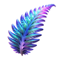 dramatic classic Intricate fractal patterns forming a vibrant, otherworldly fern leaf, glowing with bioluminescent light, abstract art style authentic png