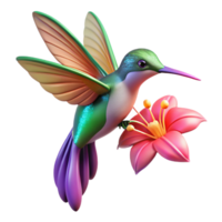 stunning abstract A hummingbird hovering in mid-air, sipping nectar from a fuchsia flower, vibrant colours, dynamic lighting, nature photography style high quality png