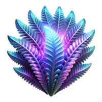 serene contemporary Intricate fractal patterns forming a vibrant, otherworldly fern leaf, glowing with bioluminescent light, abstract art style detailed png
