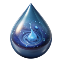 elegant contemporary A spiral galaxy forming inside a crystal clear drop of water, reflecting the cosmos, surrealism style high resolution png