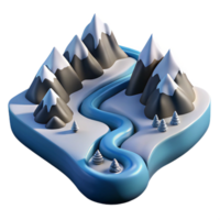 serene contemporary A Winding River Carving Its Path Through original png