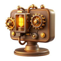dramatic classic Intricate clockwork mechanisms powering a vintage computer monitor displaying lines of code, lit by a warm, amber light. Steampunk style high quality png
