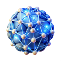 extraordinary traditional A network of interconnected glowing nodes forming the shape of a human brain, illuminated by pulsing blue and white light. Abstract style 4K png