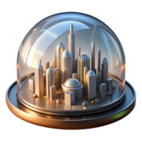 wonderful vintage A futuristic city built within a giant transparent dome, illuminated by the soft glow of an artificial sun. Sci-fi style 4K png