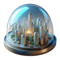 serene vintage A futuristic city built within a giant transparent dome, illuminated by the soft glow of an artificial sun. Sci-fi style exclusive png