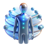stunning creative A human silhouette merging with a digital data stream, illuminated by a bright, white light. Abstract style professional png