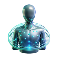 dramatic minimalist A human silhouette merging with a digital data stream, illuminated by a bright, white light. Abstract style original png