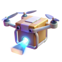 impressive rustic A drone delivering a package, illuminated by a bright, white light. Realistic style original png