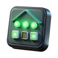 elegant modern A smart home control panel with glowing icons, illuminated by a soft, green light. Futuristic style genuine png