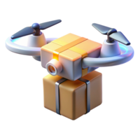 beautiful abstract A drone delivering a package, illuminated by a bright, white light. Realistic style detailed png