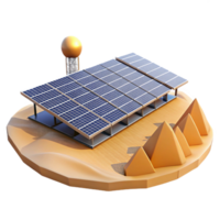 serene traditional A solar panel farm stretching across a vast desert, illuminated by the bright sunlight. Realistic style 4K png