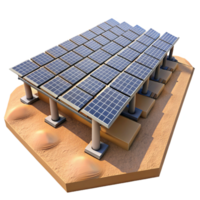 wonderful classic A solar panel farm stretching across a vast desert, illuminated by the bright sunlight. Realistic style professional png