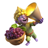extraordinary vintage A mischievous imp stealing grapes from a overflowing cornucopia, illuminated by a single ray of divine light. Renaissance style, chiaroscuro lighting premium png