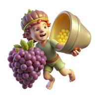 wonderful vintage A mischievous imp stealing grapes from a overflowing cornucopia, illuminated by a single ray of divine light. Renaissance style, chiaroscuro lighting 4K png