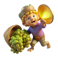 extraordinary modern A mischievous imp stealing grapes from a overflowing cornucopia, illuminated by a single ray of divine light. Renaissance style, chiaroscuro lighting high quality png